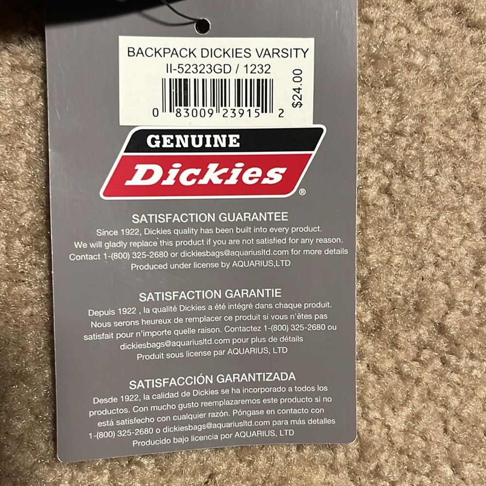 Dickies Varsity Multicolor Plaid Backpack new with tags - Picture 7 of 7